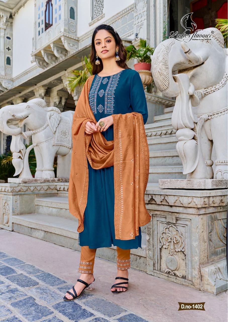 Ladies Flavour Copper Stone 14 Kurti With Bottom Dupatta Catalog
